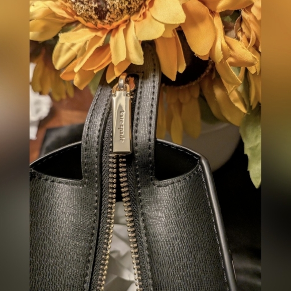 Kate Spade Tote & Cosmetic Bag Set in Black with White Polka Dots - Picture 10 of 16